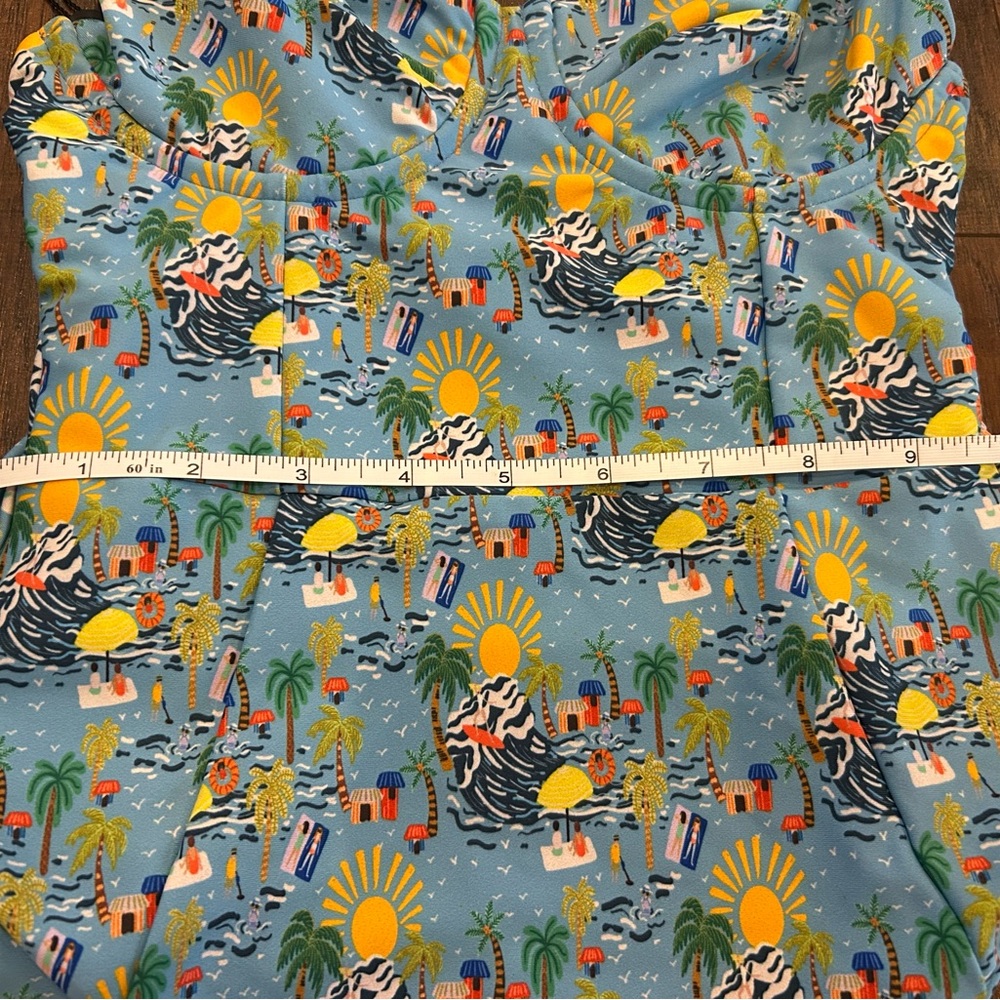 Skatie Blue and Yellow Tropical One Piece Swimsuit - Picture 8 of 16